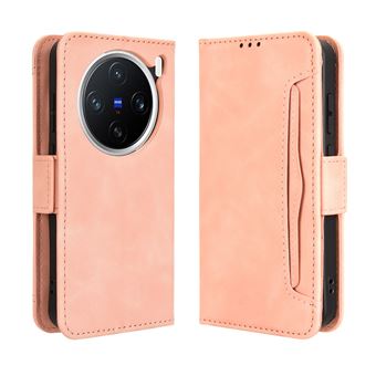 Capa FOXDOCK Protetora para VIVO X200 5G | Suporte e Flip de couro PU | À Prova de Choque | Rosa - 1