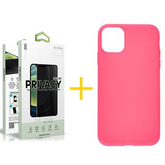 Pack 1 x Película de Vidro Temperado Anti-Spy + Capa skyhe Apple iPhone 12 Pro | Silicone Liso - Rosa - 1