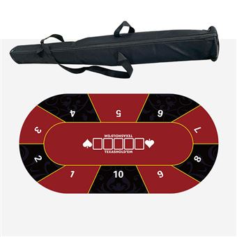 Toalha de Mesa de Póquer Oval Royal Bailey 107 Texas Hold'em Casino | 10 Pessoas | 1200x600x2mm |Vermelho/Preto - 1