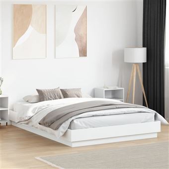 Estrutura de cama com luzes LED vidaXL | 160x200 cm | branco - 1