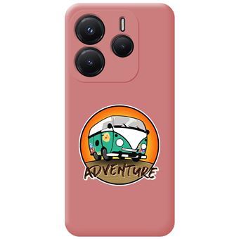 Capa TUMUNDOSMARTPHONE de silicone líquido rosa para Xiaomi Redmi Note 14 4G Adventure Drawings Design - 1