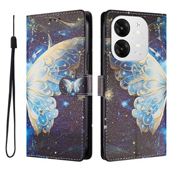 Capa FLOODKING para itel A80 | Suporte | Porta-Cartões e Alça | Padrões Decorativos | Azul e Roxo - 1