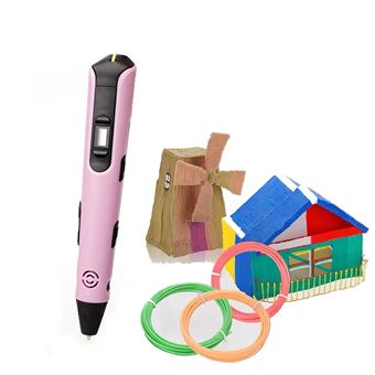 Caneta de Impressão 3D Arzopa® + 9 m + 3 Cores PLA - Rosa - 1