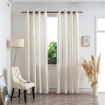 Cortina jacquard BOD HOME | com folhagem bege | 140x260cm  | individual - 1