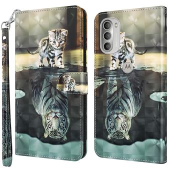 Capa magunivers PU Padrão 3D com suporte e alça gato e tigre para Motorola Moto G51 5G - 1