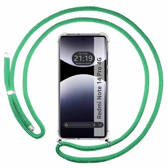 Capa Tumundosmartphone transparente para Xiaomi Redmi Note 14 Pro 4G com fio verde-água - 1
