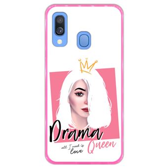 Capa Hapdey para Samsung Galaxy A40 2019 Design Drama Queen em Silicone Flexível e TPU Cor-de-Rosa