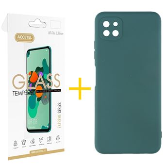 Conjunto 1 x Película de Vidro + Capa para Samsung A22 5G | Silicone Líquido - Verde - 1