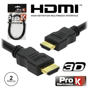 Cabo Hdmi Prok Dourado Macho / Macho 1.4 Preto 2M - 1