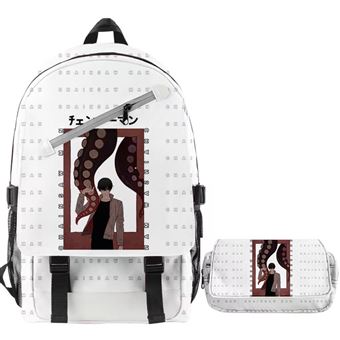 Mochila Escolar Infantil DreamWorks | Chainsaw Man| 2 Peças | Branco 3570 - 1