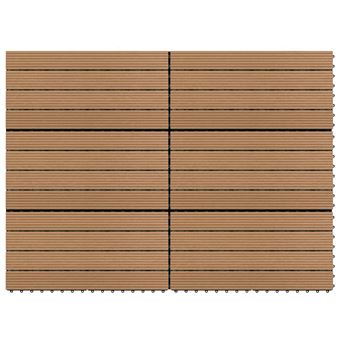 Ladrilhos de Pavimento vidaXL 6 Peças WPC 1,08m² 60x30 cm castanho - 1