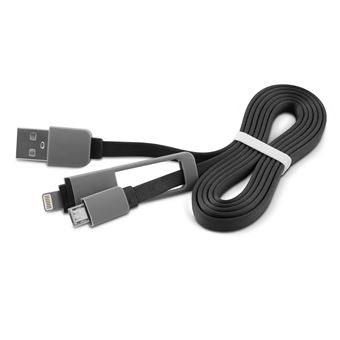 1Life CABLE USB(A) A LIGHTNING/MICROUSB 1M NEGRO cabo USB USB A Micro-USB A Preto, Cinzento - 1