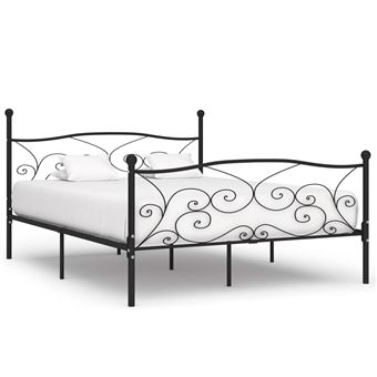 Estrutura de Cama vidaXL com estrado de ripas 200x200 cm metal preto - 1