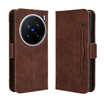 Capa FOXDOCK Protetora para VIVO X200 Pro 5G | Suporte e Flip de couro PU | À Prova de Choque | Castanho - 1