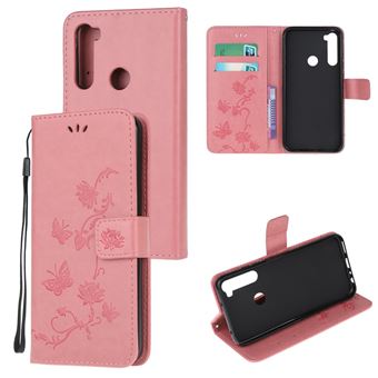 Capa Magunivers PU Flor de Borboleta Rosa para Xiaomi Redmi Note 8 - 1