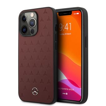 Capa Traseira dura de Couro Genuíno Mercedes Benz para iPhone 13 Pro Max | Vermelho - 1