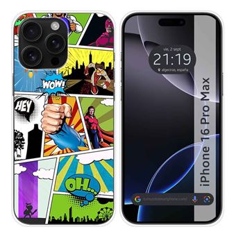 Capa de silicone TUMUNDOSMARTPHONE para Iphone 16 Pro Max (6.9) | Design de quadrinhos - 1