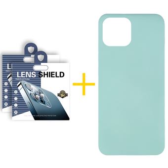 Pack Gandy 2 x Película de Câmara + Capa para Apple iPhone 12 Pro Silicone Líquido | Verde-Água - 1
