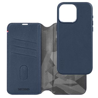 Capa de Couro Decoded para iPhone 15 Pro Destacável Anti-quedas Azul escuro - 1