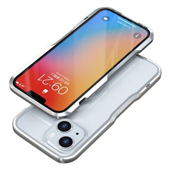 pára-Choque de metal LUPHIE borda levantada fina e fria prateada para iPhone 13 6.1'' - 1