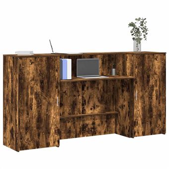 Balcão recepção vidaXL | 200x50x103,5 cm | madeira carvalho fumado - 1