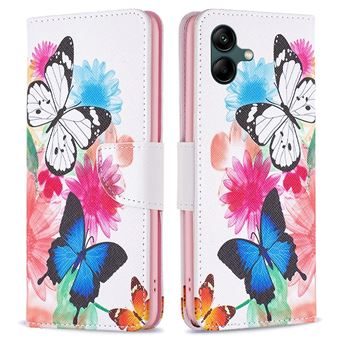Capa PU BINFEN Color com apoio para Samsung Galaxy A04 4G (164.4 x 76.3 x 9.1 mm) - duas borboletas - 1