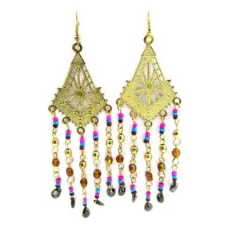 Brincos " Altaï " azul de ouro rosa - 1