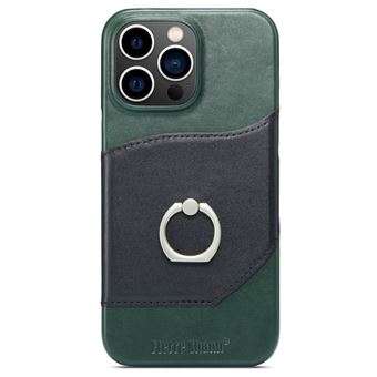 Capa e TPU + couro genuíno à prova de choque, à prova de queda com muleta Magunivers para iPhone 14 Pro Max - verde - 1