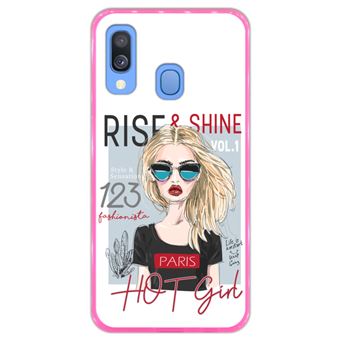 Capa Hapdey para Samsung Galaxy A40 2019 Design Rise and Shine em Silicone Flexível e TPU Cor-de-Rosa