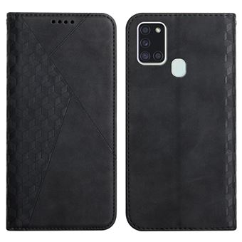 Capa PU + TPU padrão Diamante, autoabsorvente, com verso Preto para Samsung Galaxy A21s (Global Version) - 1