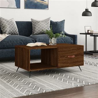 Mesa Centro vidaXL | 90x50x40 cm | Derivados de madeira carvalho castanho - 1