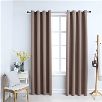 Cortinas Opacas vidaXL com argolas 2 Peças 140x245 cm cinza-acastanhado - 1