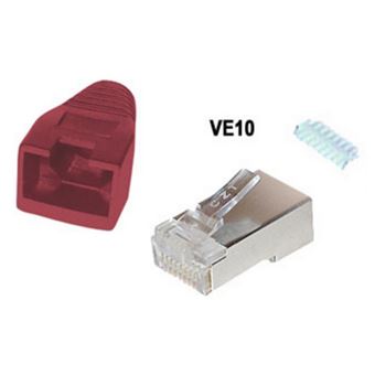 conector shiverpeaks BS72057-R-10  RJ-45 Metálico, Vermelho - 1
