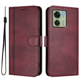 Capa FOXDOCK para Motorola Edge 40 5G | Estilo Vintage | TPU com Textura de Pele Antiderrapante | Compartimentos para Cartões e Suporte | Vermelho - 1