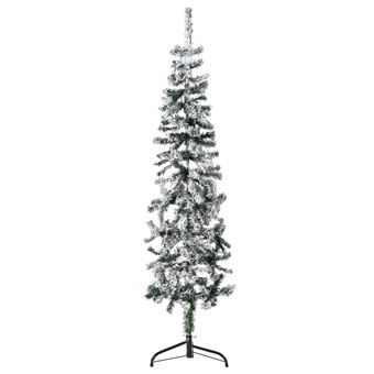 Meia árvore de Natal fina com flocos de neve vidaXL | 150 cm - 1