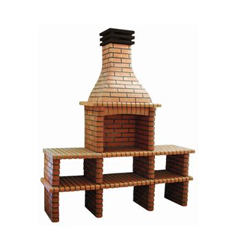 Churrasqueira com 4 bancadas ARTICIMENTOS BBQ BRICK | produzida em tijolo e cimento refratário | 202x57x245cm - 1
