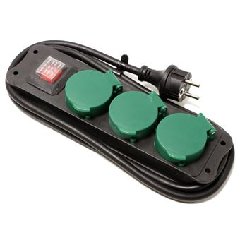 Extensão de 3 Tomadas Schuko BeMatik IP44 para Exterior 16A 250V com Interruptor e Cabo de 1,5 m - 1