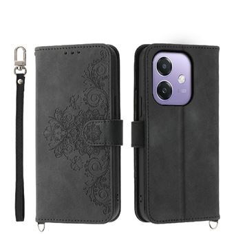 Capa ZURSANA para OPPO A3 4G/5G | Pele com Fecho de Encaixe para Colar + Cordão em Pele | Preto - 1