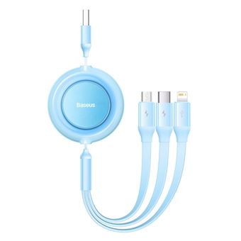 Cabo BASEUS CAMJ010017 USB para Micro USB + Lightning + Type-C 3.5A | 1.1m - Céu  Azul - 1