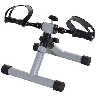 Mini Bicicleta Estática Homcom Mini bicicleta ergométrica dobrável com pedal de exercício resistência ajustável para treinamento de pernas e braços 33x34x32 cm prata | Cinzento, Prateado - 1