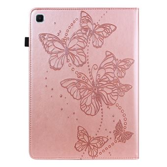 Capa Pu magunivers Padrão de Borboletas com Suporte para Cartão Ouro Rosa para Samsung Galaxy Tab S6 Lite - 1