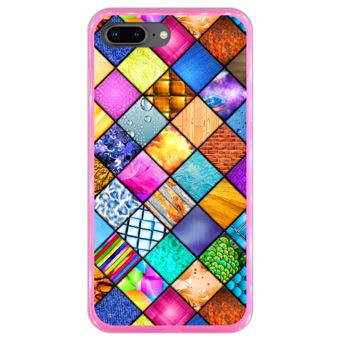 Capa Hapdey para iPhone 7 Plus - 8 Plus Design Mosaico Gráfico em Silicone Flexível e TPU Cor-de-Rosa