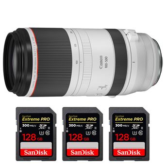 Canon RF 100-500mm f/4.5-7.1L IS USM + 3 SanDisk 128GB Extreme PRO UHS-II SDXC 300 MB/s + PDF 15 Técnicas para Melhorar as suas Fotografias - 1