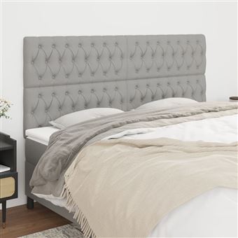 Cabeceira vidaXL | Cinza Claro | 200x7x118/128 cm | Tecido - 1