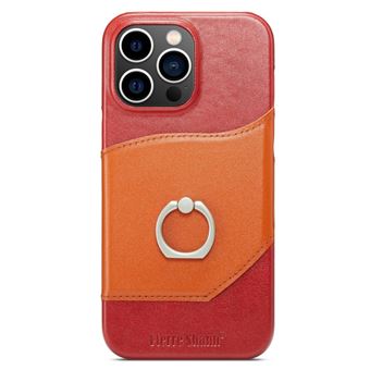 Capa e TPU + couro genuíno à prova de choque, à prova de queda com muleta Magunivers para iPhone 14 Pro Max - vermelho - 1