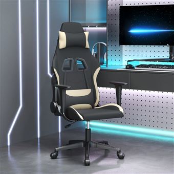 Cadeira gaming vidaXL tecido cor preto e creme - 1