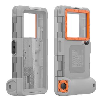 Capa Subaquática FLOODKING para iPhone 11/11 Pro Max – 15m à Prova d’Água, Mergulho & Neve,Cinzento Laranja - 1