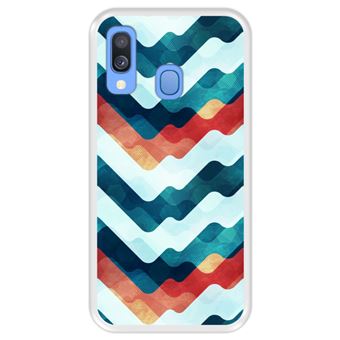 Capa Tpu Hapdey para Samsung Galaxy A40 2019 | Design Abstrato | Ondas Em Várias Cores - Transparente