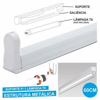 Aplique Edm 60cm para Lâmpada Tubular T8 - 1