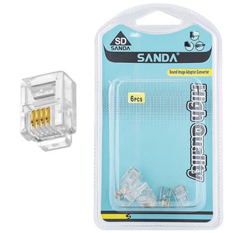 Conector Sanda SD-7272 Ponta de Ficha de Rede RJ11 4-Pins - Transparente - 1